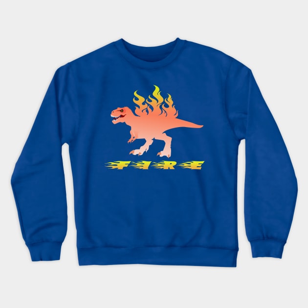 T. Rex Fire Dinosaur Design Crewneck Sweatshirt by Terra Fossil Merch